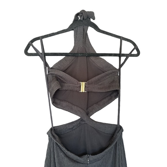 Rumer Women's Cassidy Ribbed Cutout Side Split Halter Maxi Dress Sz XS Black NWT - Picture 6 of 9